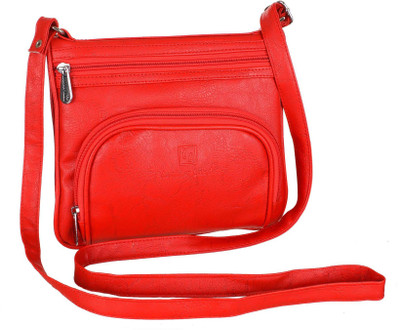 

Leather Land Women Formal Red Leatherette Sling Bag