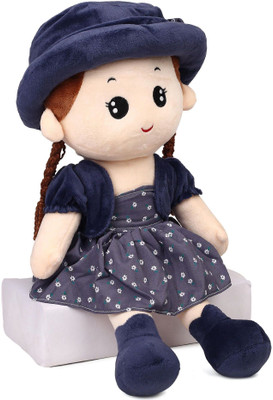 

My Baby Excel Plush Doll With Hat and Bow Blue Color 45 cm - 45 cm(Blue)