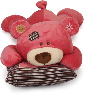 

My Baby Excel Bear with rectangle pillow - Peach Colour - 42 cm - 42 cm(Multicolor)