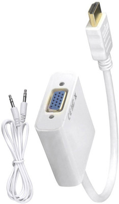 

GVAAS TV-out Cable HDMI To VGA With Audio Converter Adapter Cable (White)(White, For TV, 0.15)