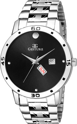 

Gesture 1219 Black Dial Day and Date Watch - For Men