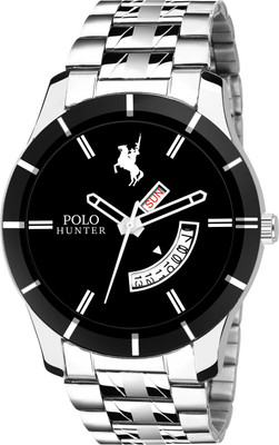 

POLO HUNTER 1218 Black Dial Day and Date Functioning Watch - For Men