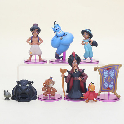 

Toy Mela Disney 8 Pcs/Set Aladdin Pvc Action Figures Cute Cartoon Princess Jasmine Genie Jafar Abbu Mermaid Toys Models Girls Gifts with box(Multicolor)