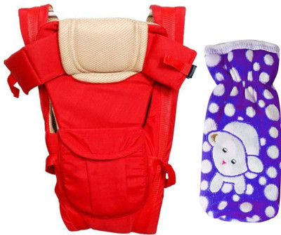 

Welo High Quality Baby Carry Bag with 4 in 1 Strong Strip Belt and 1 Beautiful Bottle Cover Baby Carrier(Red, Front Carry facing in)