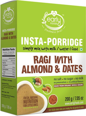 

Early Foods Organic Instant Ragi, Almond & Dates Porridge Cereal(200 g, 24+ Months)