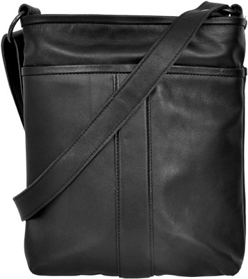 

HYDENSYDE Black pure leather bag Sling Bag(Black, 5 L)