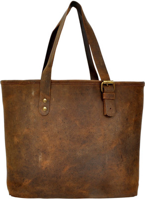 

HYDENSYDE Brown pure leather tote bag Shoulder Bag(Brown, 5 L)