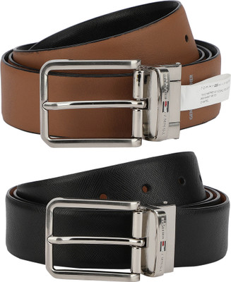 

Tommy Hilfiger Men Tan, Black Genuine Leather Reversible Belt, Black/tan