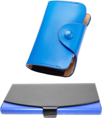 

Stealodeal New Blue Leatherite High Quality Wallet With Steel 15 Card Holder(Set of 2, Blue, Multicolor)