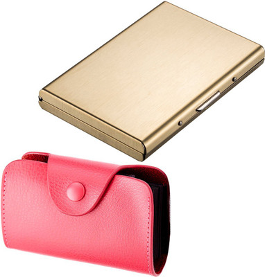 

Stealodeal 15 Card Holder(Set of 2, Pink, Gold)