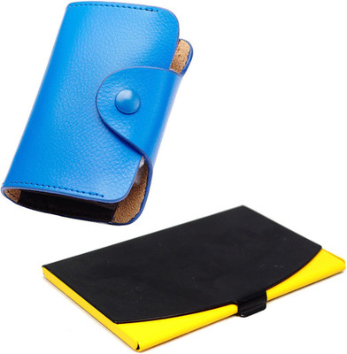 

Stealodeal New Blue Leatherite High Quality Wallet With Black-Yellow Steel 15 Card Holder(Set of 2, Blue, Multicolor)