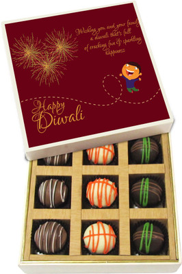 

Chocholik Diwali Gifts -Wishing You And Your Family A Diwali That’s Full Of Sparkling Happiness - Dark, Milk, White Chocolate Truffles - 9pc Truffles(135 g)