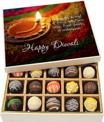 

Chocholik Diwali Gifts -Hoping This Festival Of Beauty Brings Your Way - Dark, Milk, White Chocolate Truffles - 20pc Truffles(300 g)