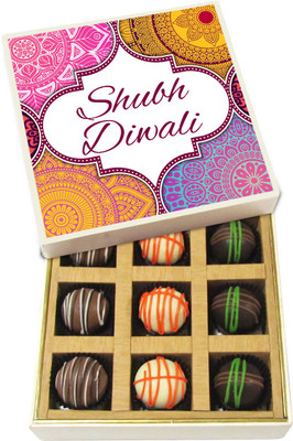

Chocholik Diwali Gifts -Shubh Diwali To You - Dark, Milk, White Chocolate Truffles - 9pc Truffles(135 g)