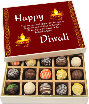 

Chocholik Diwali Gifts -May Every Aspect Of Your Life Become As Luminous - Dark, Milk, White Chocolate Truffles - 20pc Truffles(300 g)