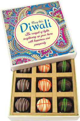 

Chocholik Diwali Gifts -May Your Diwali Be Rangoli Of Lights - Dark, Milk, White Chocolate Truffles - 9pc Truffles(135 g)