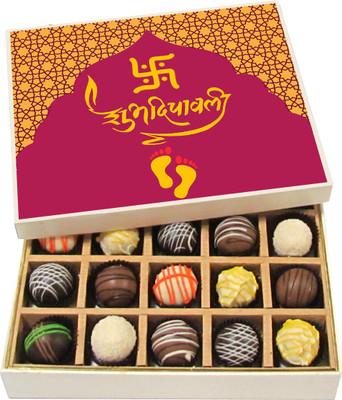 

Chocholik Diwali Gifts -Shubh Deepawali To You And Your Family - Dark, Milk, White Chocolate Truffles - 20pc Truffles(300 g)