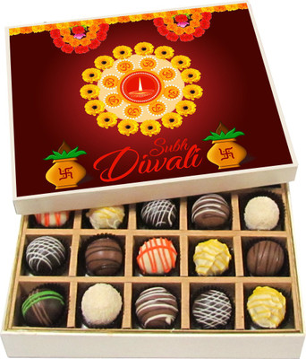 

Chocholik Diwali Gifts -Shubh Deepawali, With Love - Dark, Milk, White Chocolate Truffles - 20pc Truffles(300 g)