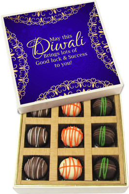 

Chocholik Diwali Gifts -May This Diwali Brings Lots Of Good Luck And Success To You - Dark, Milk, White Chocolate Truffles - 9pc Truffles(135 g)