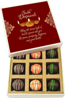 

Chocholik Diwali Gifts -May The Divine Light Of Diwali Spread - Dark, Milk, White Chocolate Truffles - 9pc Truffles(135 g)