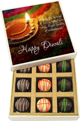 

Chocholik Diwali Gifts -Hoping This Festival Of Beauty Brings Your Way - Dark, Milk, White Chocolate Truffles - 9pc Truffles(135 g)