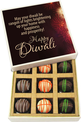 

Chocholik Diwali Gifts -Rangoli Of Lights Brightening Up Your Home - Dark, Milk, White Chocolate Truffles - 9pc Truffles(135 g)