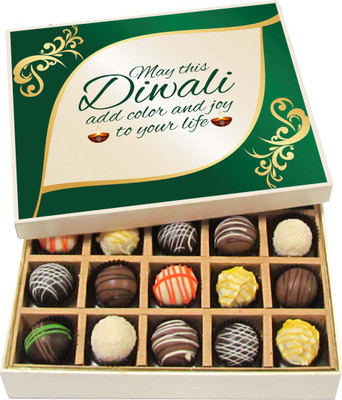 

Chocholik Diwali Gifts -May This Diwali Add Color And Joy To Your Life - Dark, Milk, White Chocolate Truffles - 20pc Truffles(300 g)