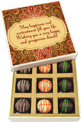 

Chocholik Diwali Gifts -May Happiness And Contentment Fill Your Life. - Dark, Milk, White Chocolate Truffles - 9pc Truffles(135 g)