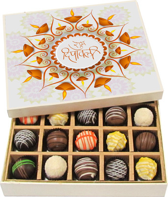 

Chocholik Diwali Gifts -Shubh Diwali To You And Your Family - Dark, Milk, White Chocolate Truffles - 20pc Truffles(300 g)