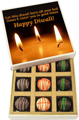 

Chocholik Diwali Gifts -Let This Diwali Burn All Your Bad Times - Dark, Milk, White Chocolate Truffles - 9pc Truffles(135 g)