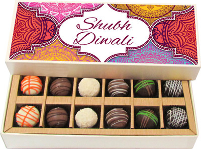 

Chocholik Diwali Gifts -Shubh Diwali To You - Dark, Milk, White Chocolate Truffles - 12pc Truffles(180 g)