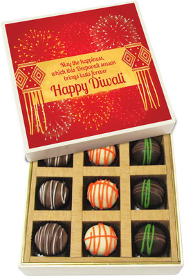 

Chocholik Diwali Gifts -May The Happiness, Which This Deepavli Season - Dark, Milk, White Chocolate Truffles - 9pc Truffles(135 g)