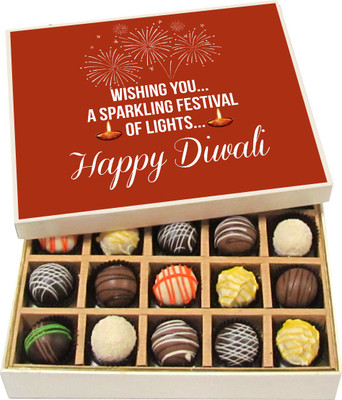 

Chocholik Diwali Gifts -A Sparkling Festival Of Lights - Dark, Milk, White Chocolate Truffles - 20pc Truffles(300 g)