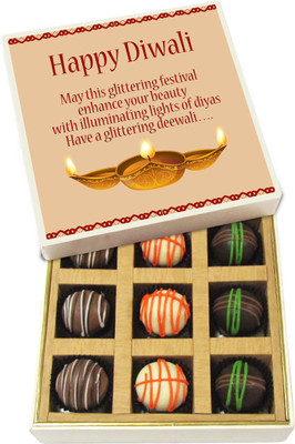 

Chocholik Diwali Gifts -May This Glittering Festival Enhance Your Beauty - Dark, Milk, White Chocolate Truffles - 9pc Truffles(135 g)