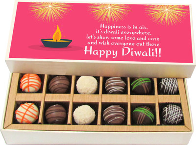 

Chocholik Diwali Gifts -Happiness Is In The Air - Dark, Milk, White Chocolate Truffles - 12pc Truffles(180 g)