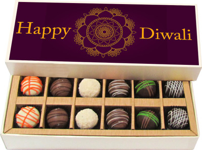 

Chocholik Diwali Gifts -Happy Diwali To The Whole Family - Dark, Milk, White Chocolate Truffles - 12pc Truffles(180 g)