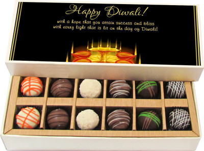 

Chocholik Diwali Gifts -With A Hope That You Attain Success And Bliss - Dark, Milk, White Chocolate Truffles - 12pc Truffles(180 g)