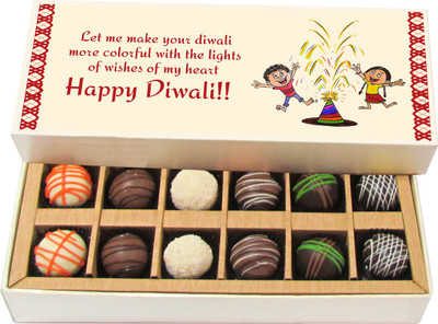 

Chocholik Diwali Gifts -Let Me Make Your Diwali More Colorful - Dark, Milk, White Chocolate Truffles - 12pc Truffles(180 g)