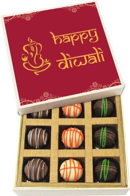

Chocholik Diwali Gifts -Happy Diwali - Dark, Milk, White Chocolate Truffles - 9pc Truffles(135 g)