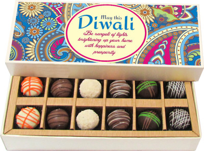 

Chocholik Diwali Gifts -May Your Diwali Be Rangoli Of Lights - Dark, Milk, White Chocolate Truffles - 12pc Truffles(180 g)