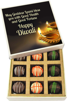 

Chocholik Diwali Gifts -May Goddess Laxmi Bless You With Good Health And Good Fortune - Dark, Milk, White Chocolate Truffles - 9pc Truffles(135 g)