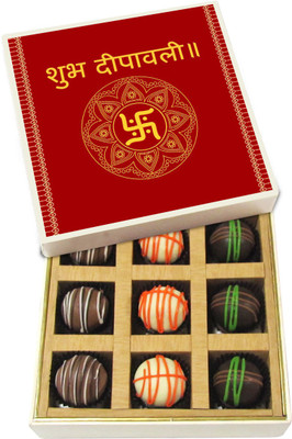 

Chocholik Diwali Gifts -Shubh Deepawali - Dark, Milk, White Chocolate Truffles - 9pc Truffles(135 g)