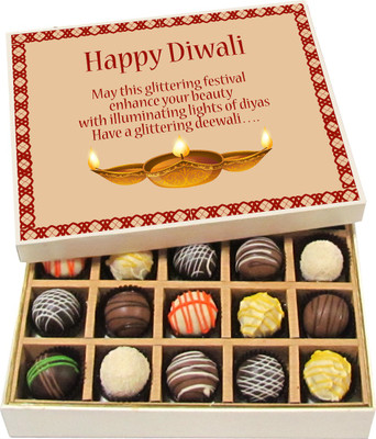 

Chocholik Diwali Gifts -May This Glittering Festival Enhance Your Beauty - Dark, Milk, White Chocolate Truffles - 20pc Truffles(300 g)