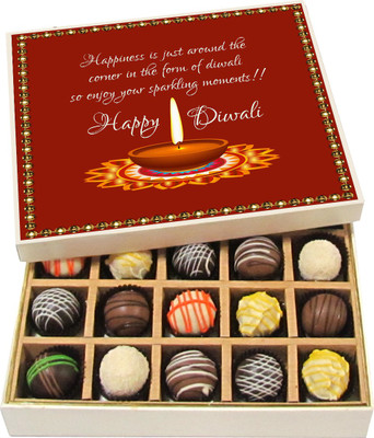 

Chocholik Diwali Gifts -Happiness Is Just Around The Corner - Dark, Milk, White Chocolate Truffles - 20pc Truffles(300 g)