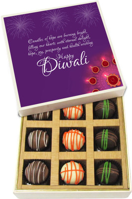 

Chocholik Diwali Gifts -Candles Of Hope Are Burning Bright - Dark, Milk, White Chocolate Truffles - 9pc Truffles(135 g)