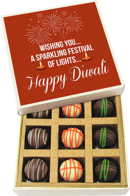 

Chocholik Diwali Gifts -A Sparkling Festival Of Lights - Dark, Milk, White Chocolate Truffles - 9pc Truffles(135 g)