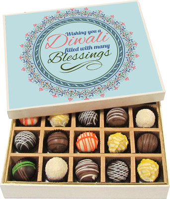

Chocholik Diwali Gifts -Wishing You A Diwali Filled With Many Blessings - Dark, Milk, White Chocolate Truffles - 20pc Truffles(300 g)