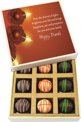 

Chocholik Diwali Gifts -May The Festival Of Lights Brings Happiness, Joy And Prosperity - Dark, Milk, White Chocolate Truffles - 9pc Truffles(135 g)