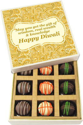 

Chocholik Diwali Gifts -May You Get The Gift Of Wisdom, Real Wealth & Knowledge - Dark, Milk, White Chocolate Truffles - 9pc Truffles(135 g)
