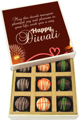 

Chocholik Diwali Gifts -May This Diwali Transport Plentiful Joy And Pleasure - Dark, Milk, White Chocolate Truffles - 9pc Truffles(135 g)